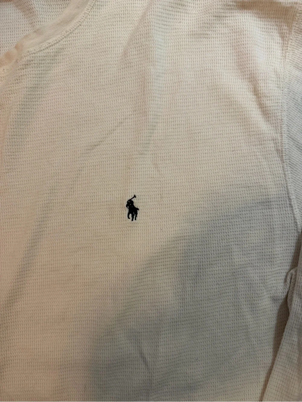 Polo by Ralph Lauren Cream Long Sleeve Waffle Knit Shirt